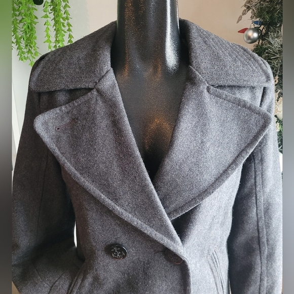 American Eagle Dark Grey Wool Blend Short Pea Coat S - Picture 3 of 7